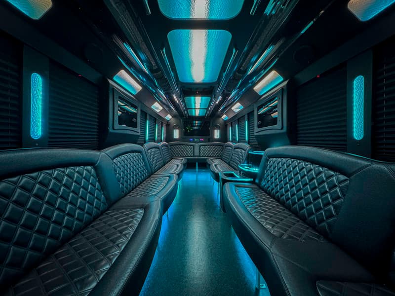 Interior of the featured party bus