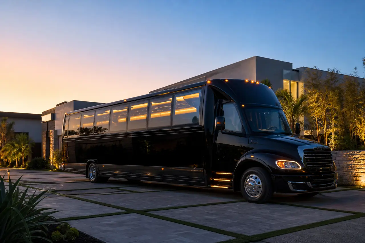 Exterior of the featured 20-passenger party bus